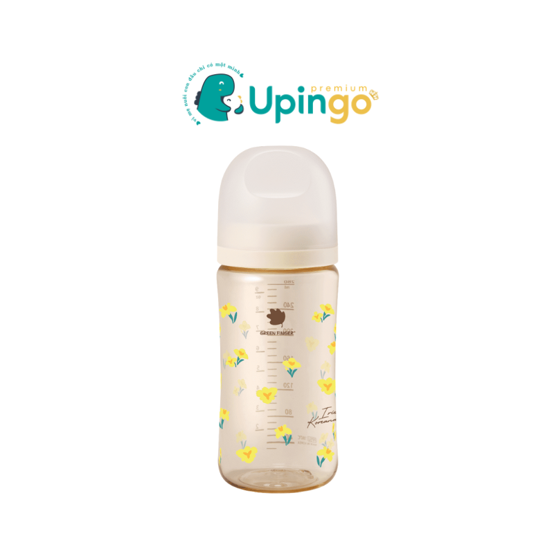 Bình Sữa Greenfinger Bebegrow PPSU 280ml – Họa Tiết Hoa Diên Vĩ Vàng (Kèm Núm Ti)