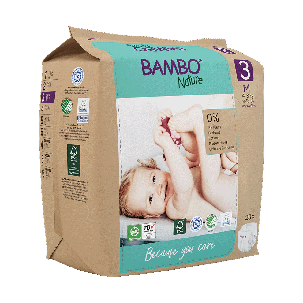 Bỉm/ Tã dán Bambo Nature Size 3 (4–9 kg) – Gói 28 miếng