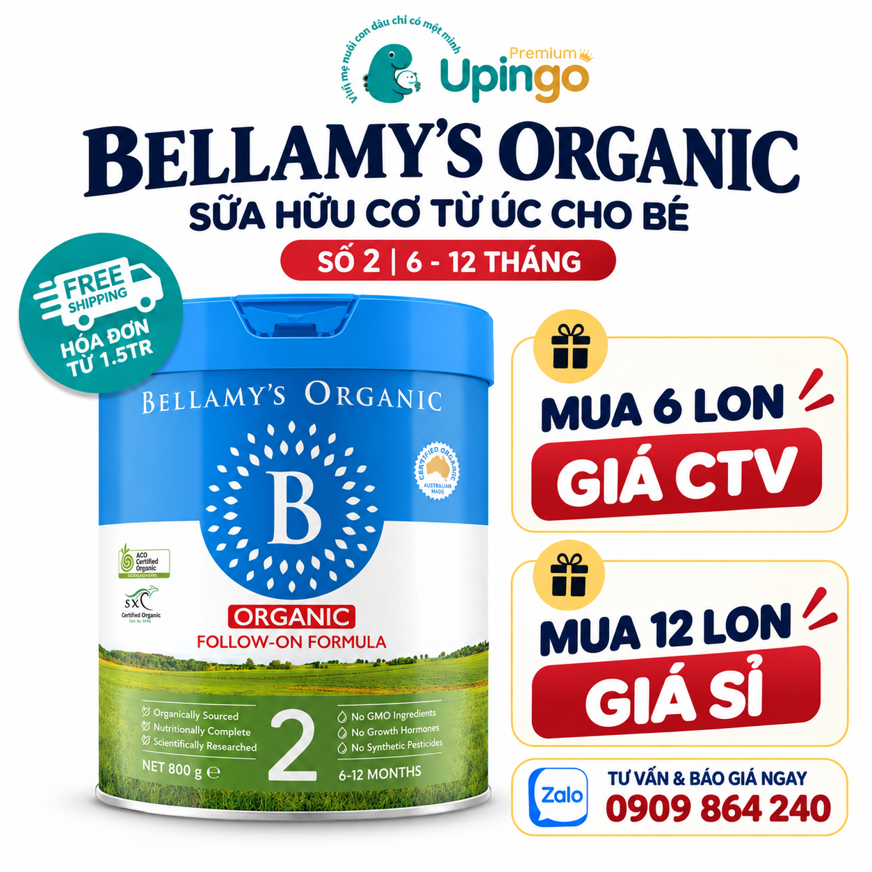 Sữa Bellamy’s Organic số 2 800g – Sữa hữu cơ Australia cho bé 6–12 tháng