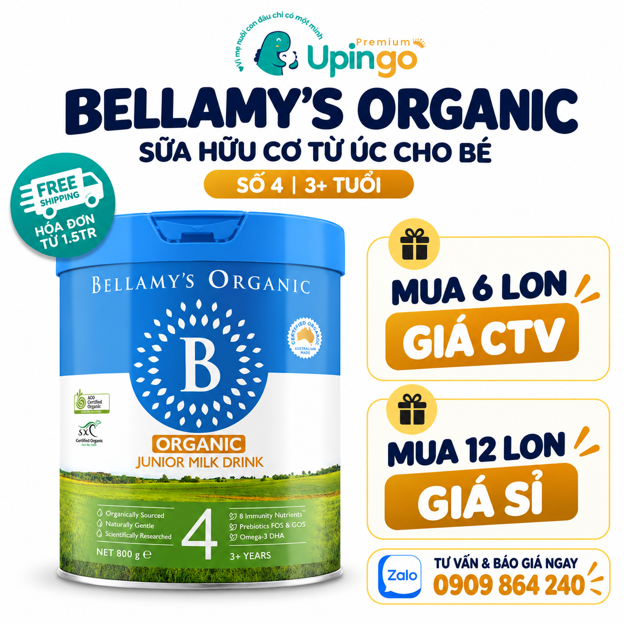 Sữa Bellamy’s Organic số 4 800g – Sữa hữu cơ Australia cho bé từ 3 tuổi