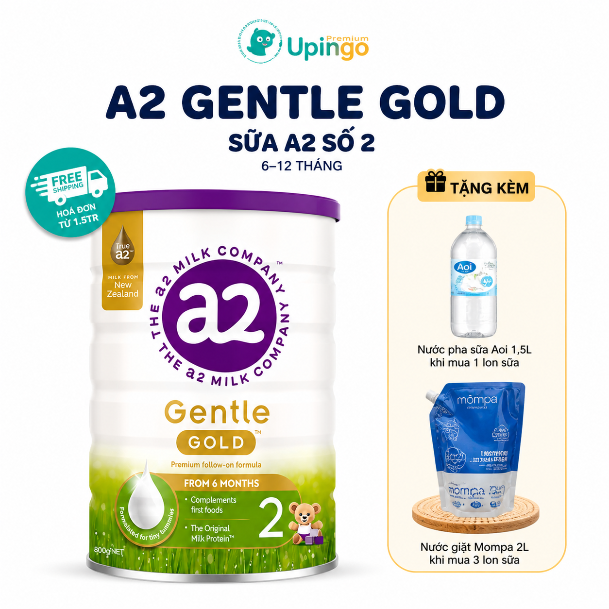 Sữa Bột A2 Gentle Gold Số 2 – Dành Cho Trẻ Từ 6–12 Tháng Tuổi (800g)