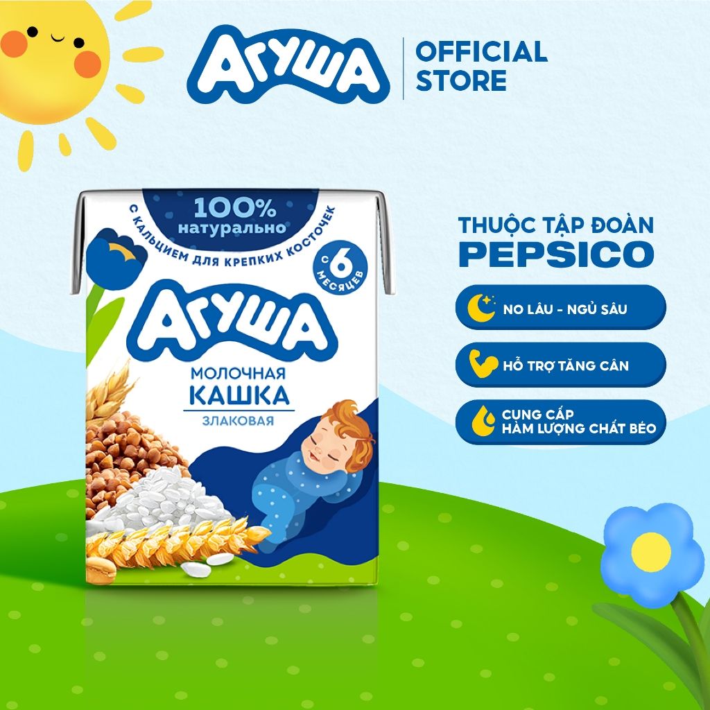 Sữa đêm ngũ cốc Agusha 200ml dành cho trẻ chậm lớn, biếng ăn, bổ sung canxi cho bé từ 6 tháng tuổi