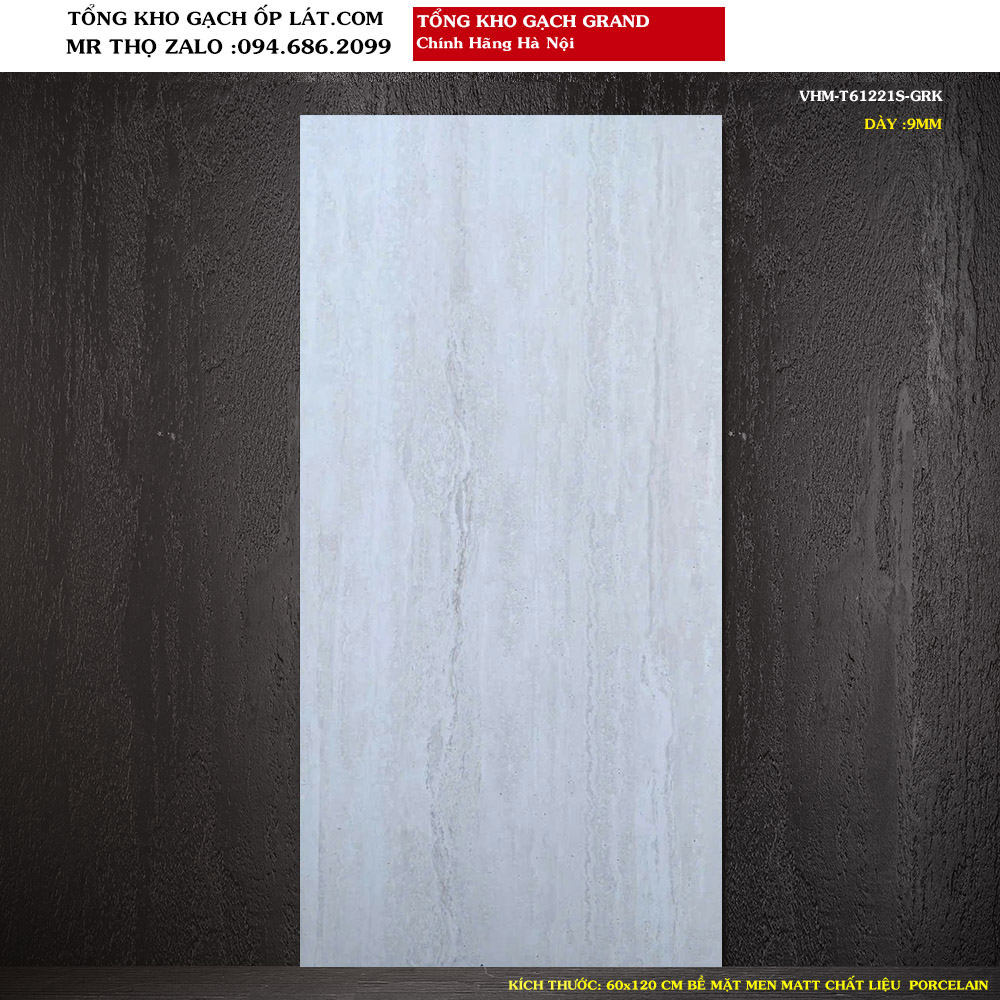 Gạch Vân đá Travertine 60x120 CM GRAND VHM-T61221S Loại 1