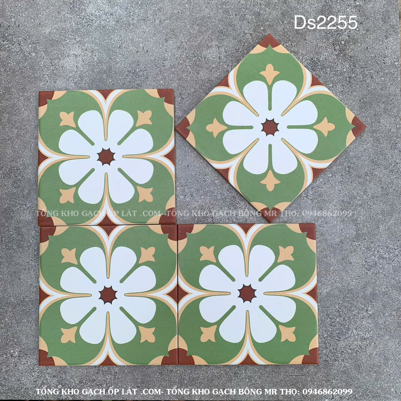 Gạch bông hoa xanh cổ điển 20x20 cm FC2255