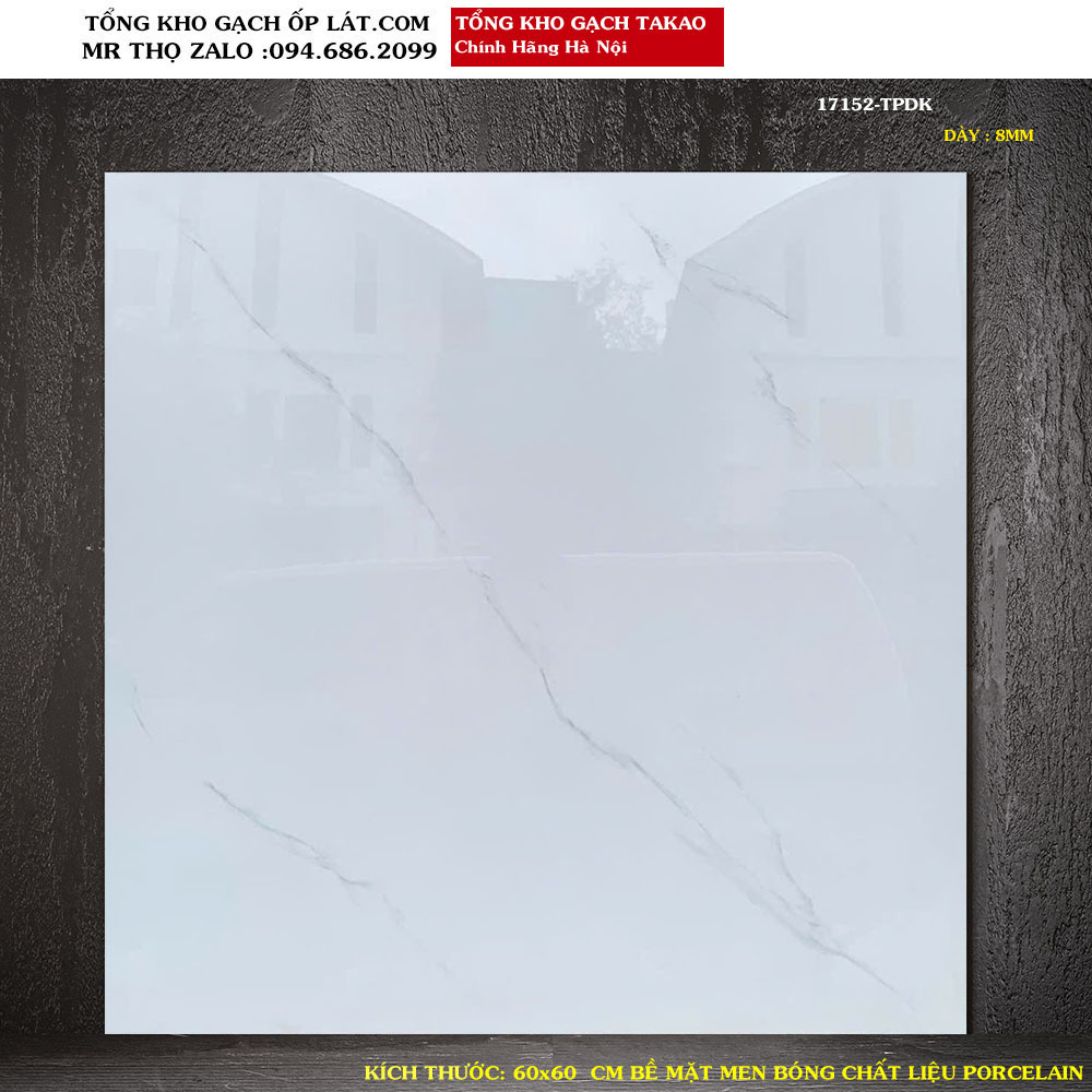 Gạch lát nền Trắng Vân 60x60 TAKAO 17152 Loại 1