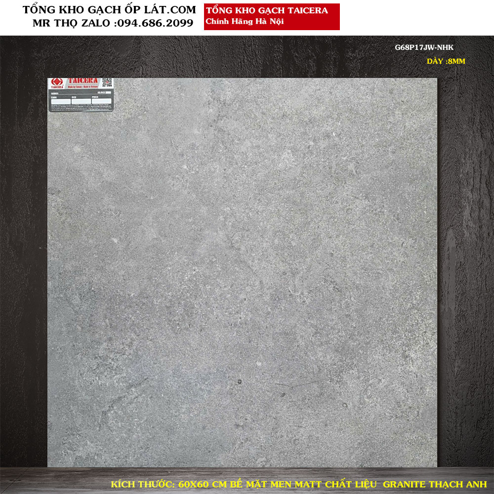 Gạch lát nền Vân xi măng Taicera 60x60 G68P17JW Loại 1