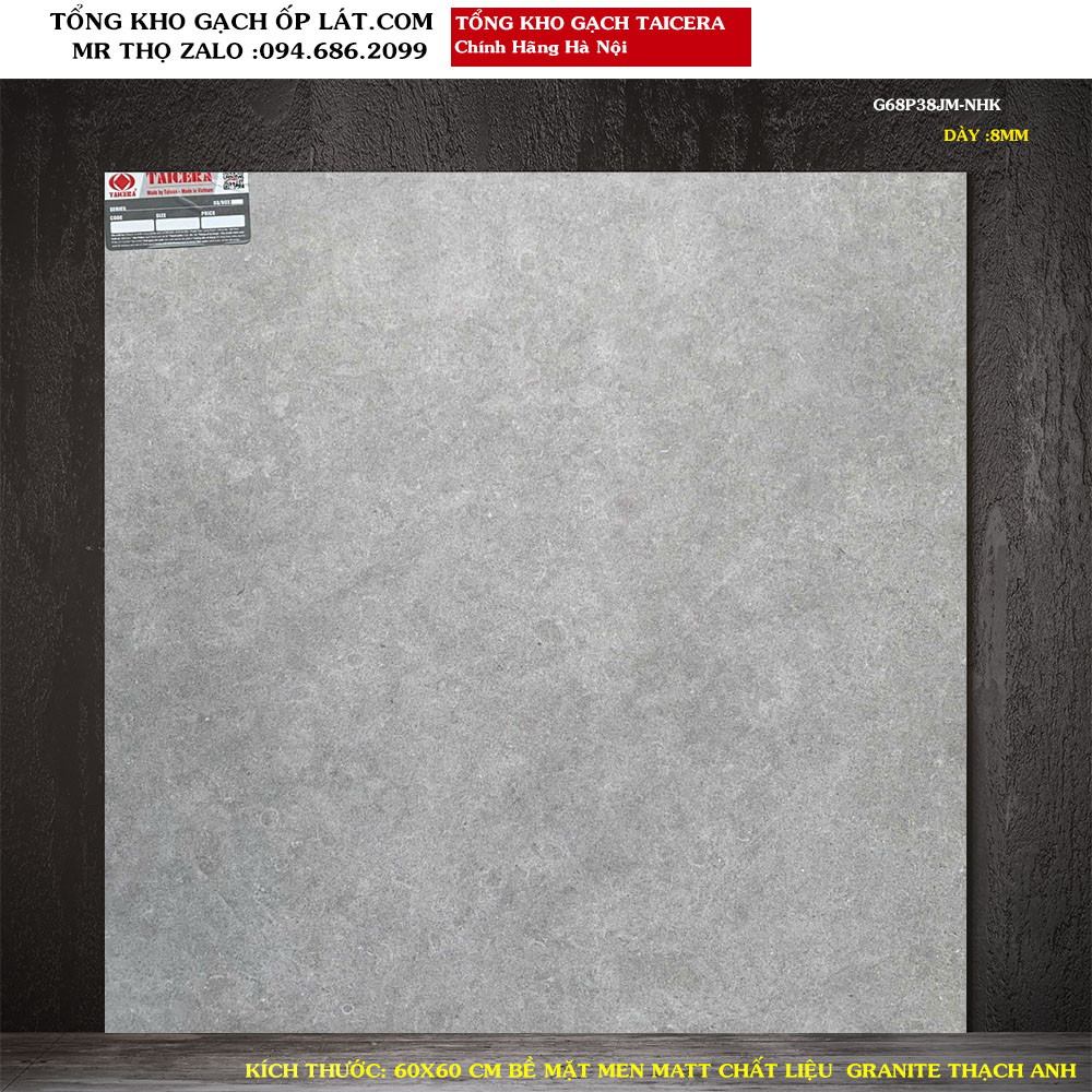 Gạch lát nền Vân xi măng Taicera 60x60 G68P38JM Loại 1