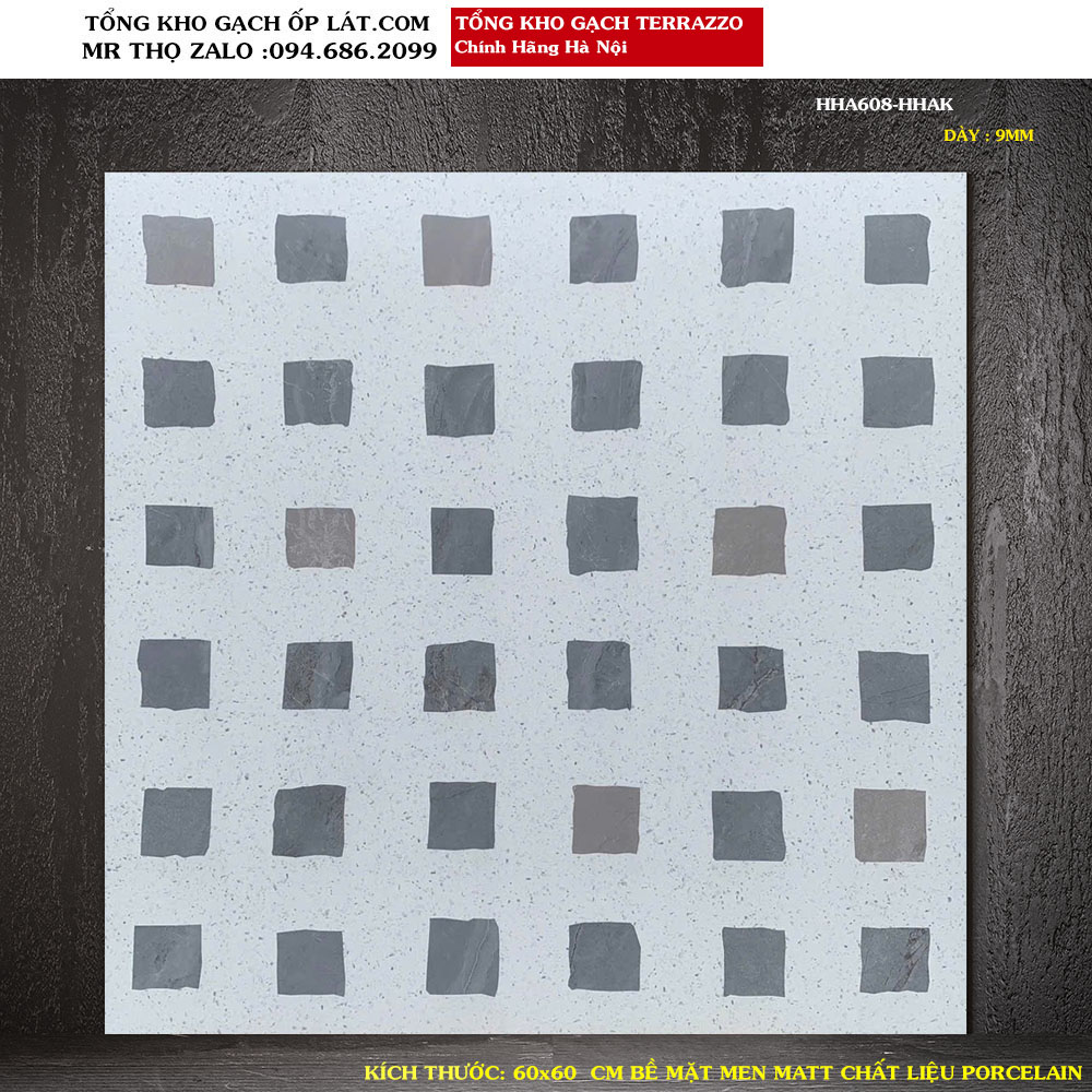 Gạch lát nền giả đá Terrazzo 600x600 mm HHA608