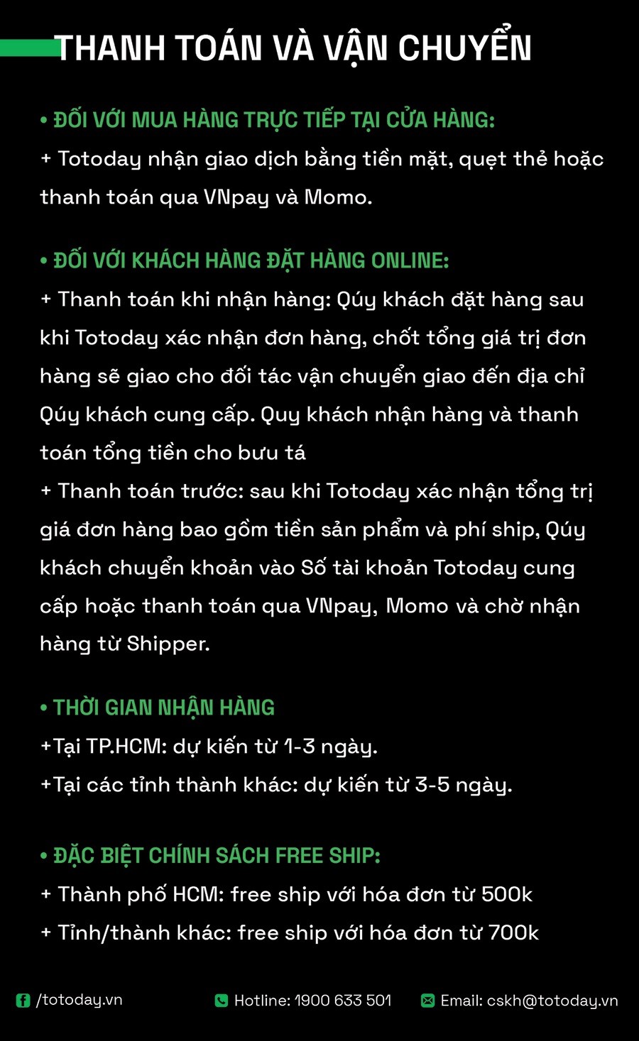 THANH TOÁN VÀ VẬN CHUYỂN