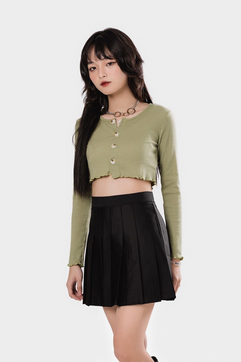 ÁO NHUNG NỮ - TOTODAY - VELVET CROPTOP