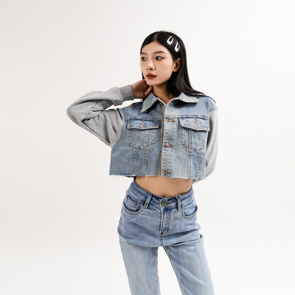 ÁO KHOÁC JEAN NỮ - TOTODAY - DENIM & FRENCH TERRY