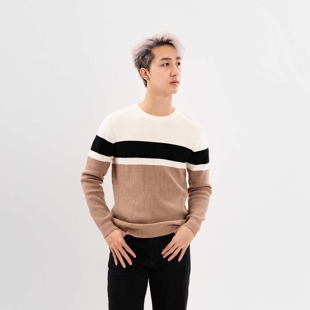 ÁO LEN UNISEX - TOTODAY - STRIPED COLOR BLOCK 2