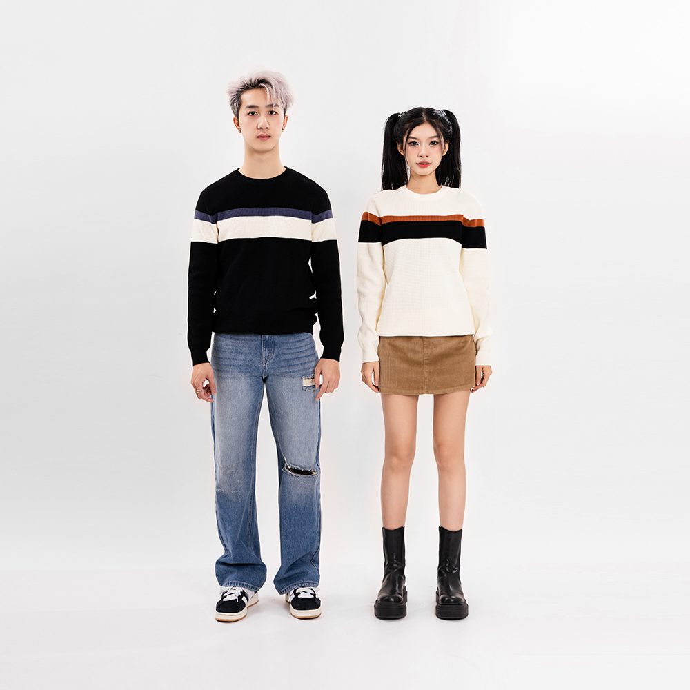 ÁO LEN UNISEX - TOTODAY - STRIPED COLOR BLOCK 3