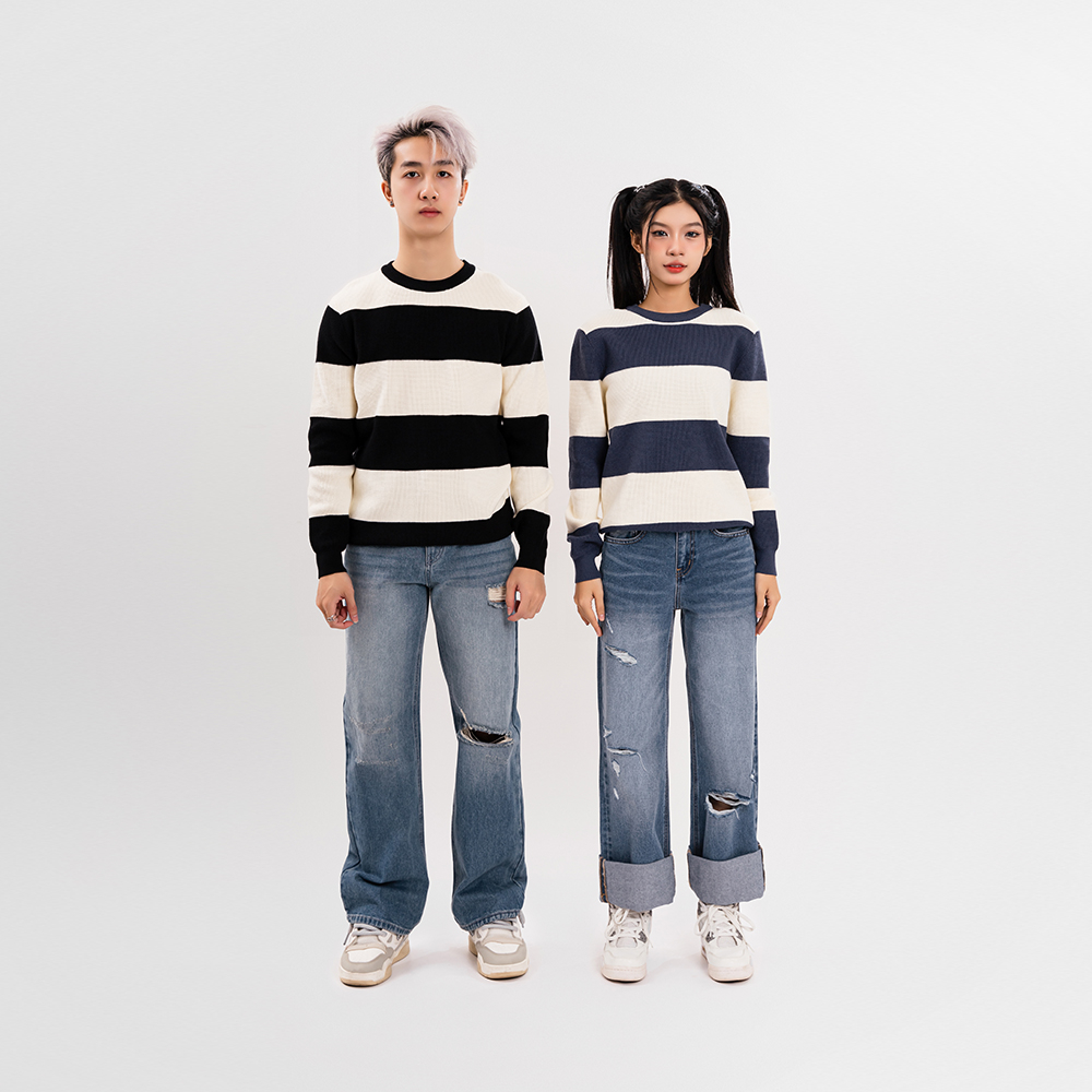 ÁO LEN UNISEX - TOTODAY - BIG STRIPED 4 COLOR