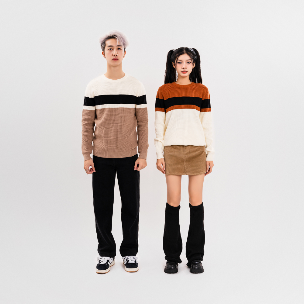 ÁO LEN UNISEX - TOTODAY - STRIPED COLOR BLOCK 2