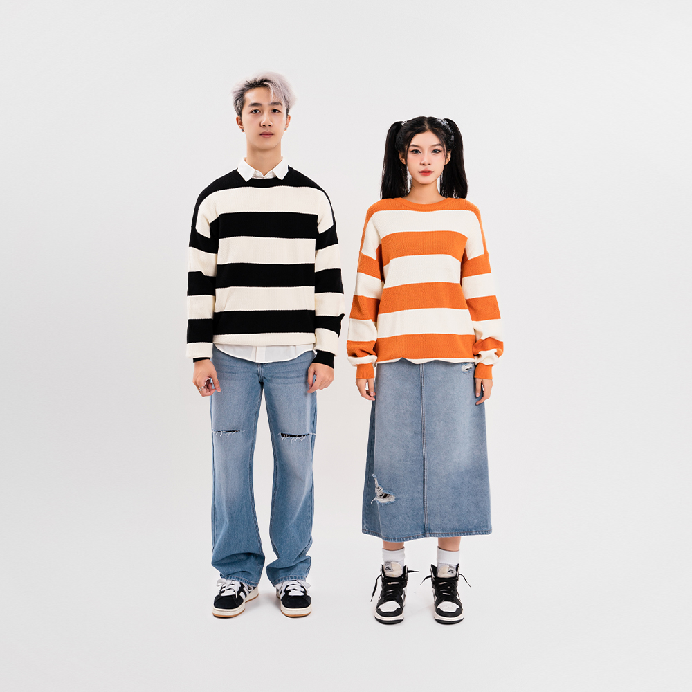 ÁO LEN UNISEX - TOTODAY - BIG STRIPED 3 COLOR