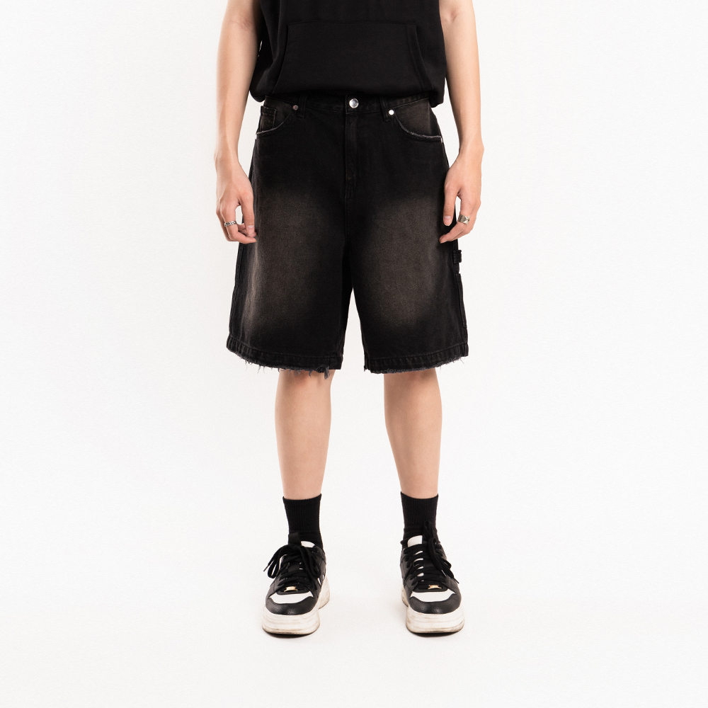 QUẦN SHORT JEAN NAM - TOTODAY - BLACK SHORT WIDELEG