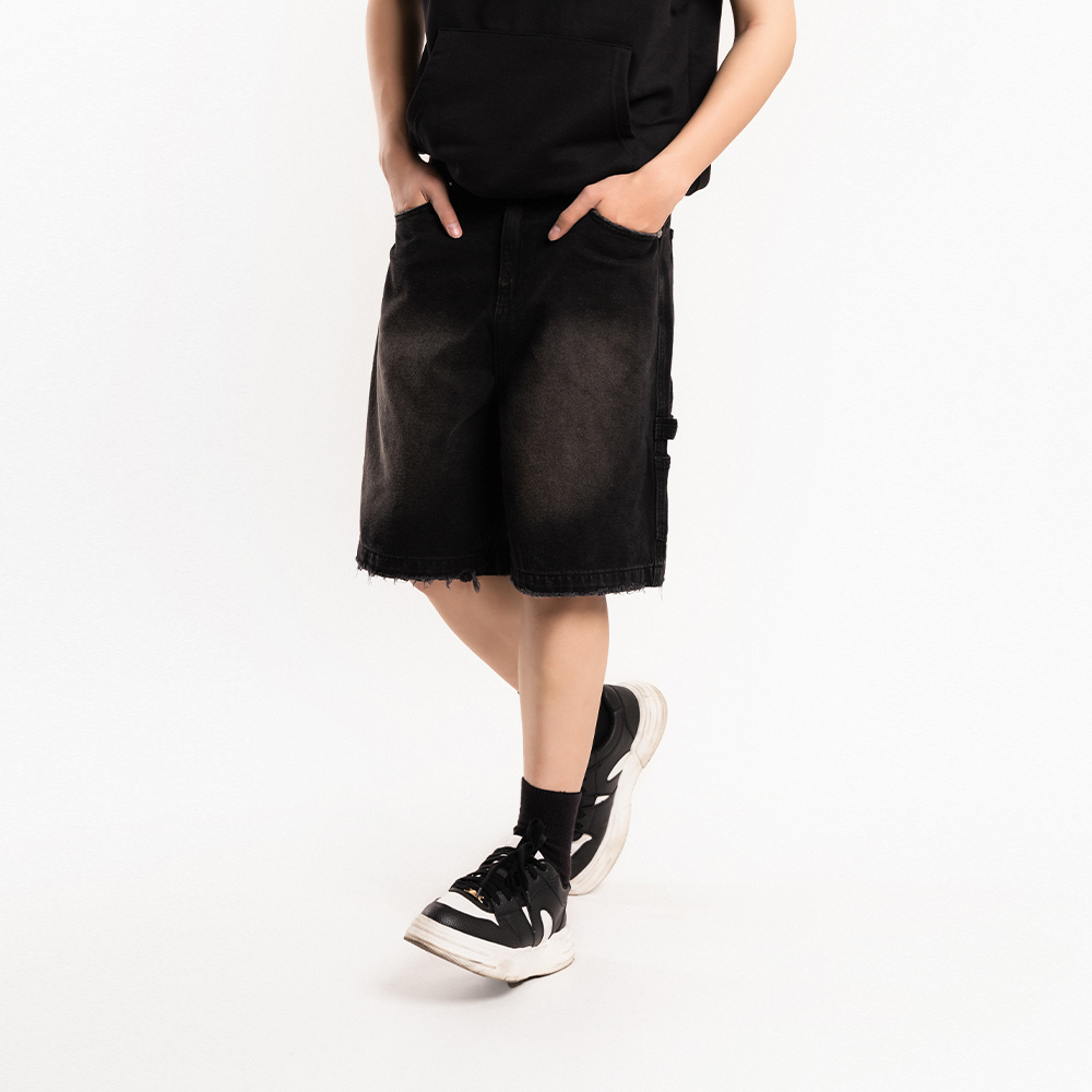 QUẦN SHORT JEAN NAM - TOTODAY - BLACK SHORT WIDELEG