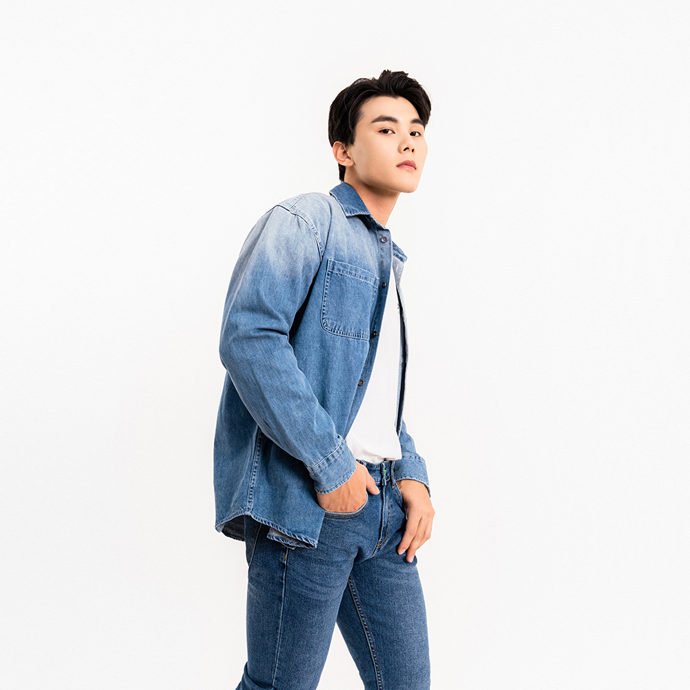 ÁO SƠ MI JEAN NAM - TOTODAY - WASH DENIM SHIRT