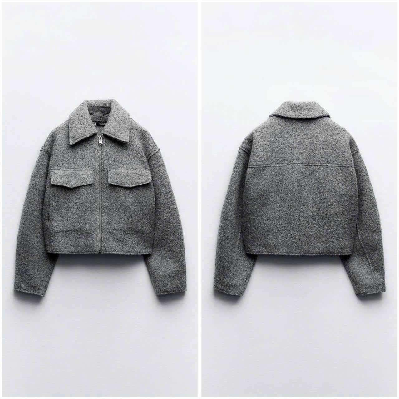 Khoác dạ zara xám bo tay - XS
