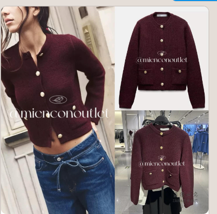 Cardigan knit đỏ Zara