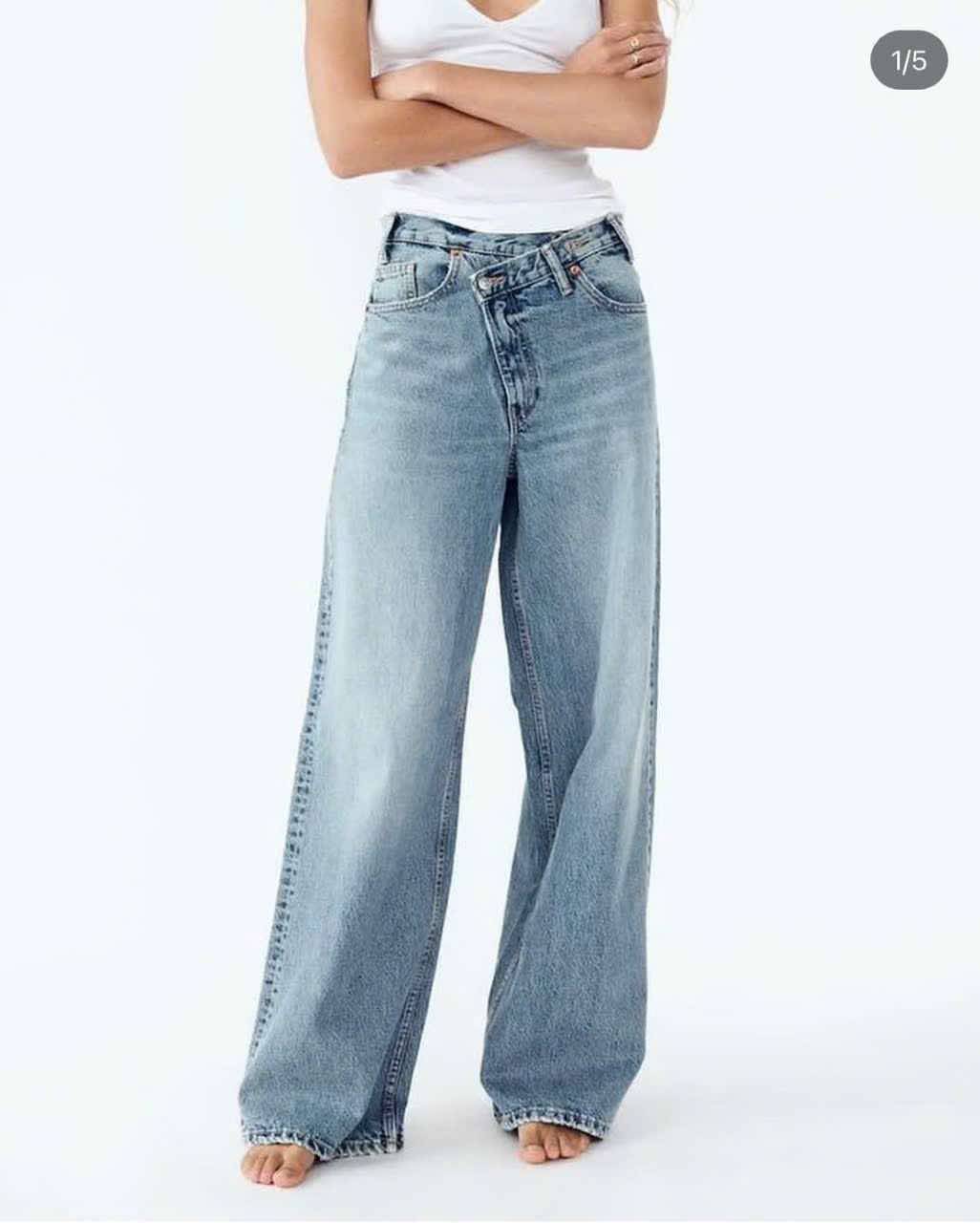 jean cạp chéo zara