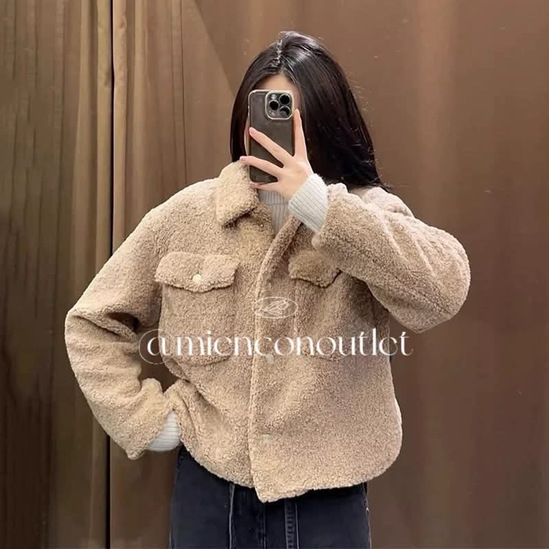 Khoác lông cừu nâu Zara 299k