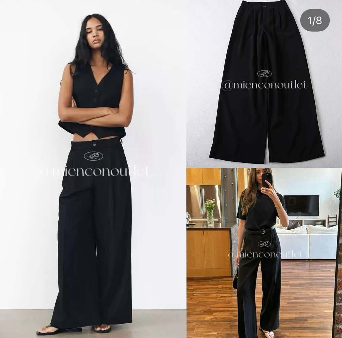 Quần suông đen zara basic