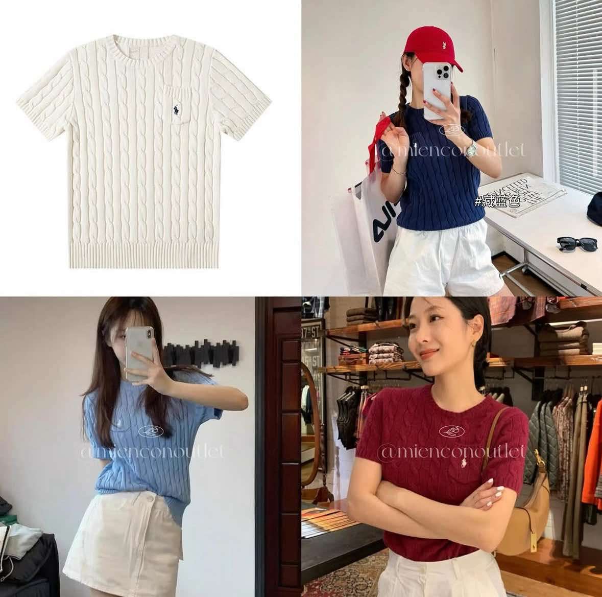 Áo len dệt cộc tay ralph