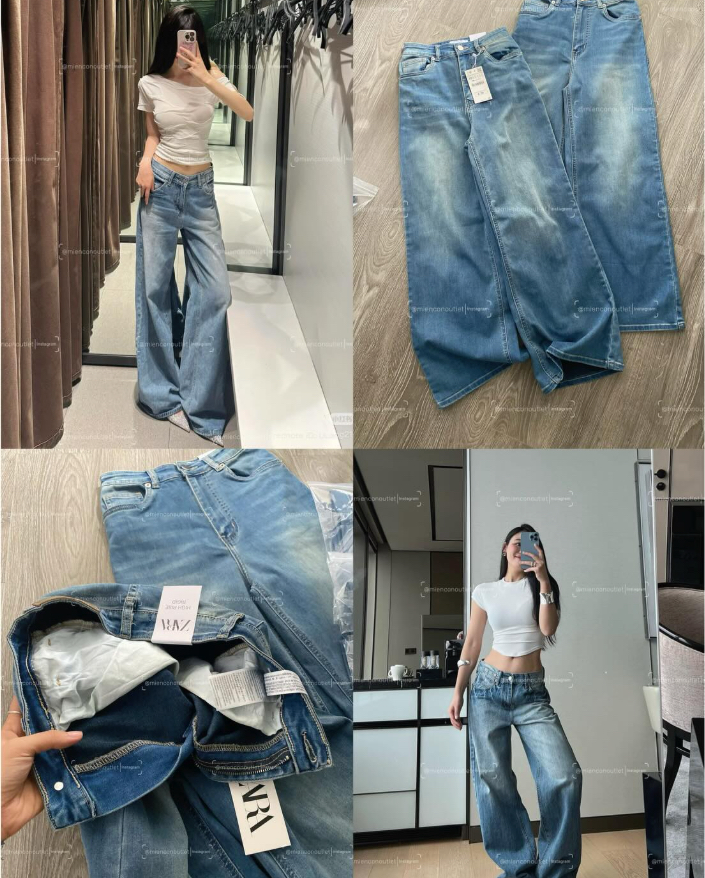 Jean Zara ống rộng Rigid