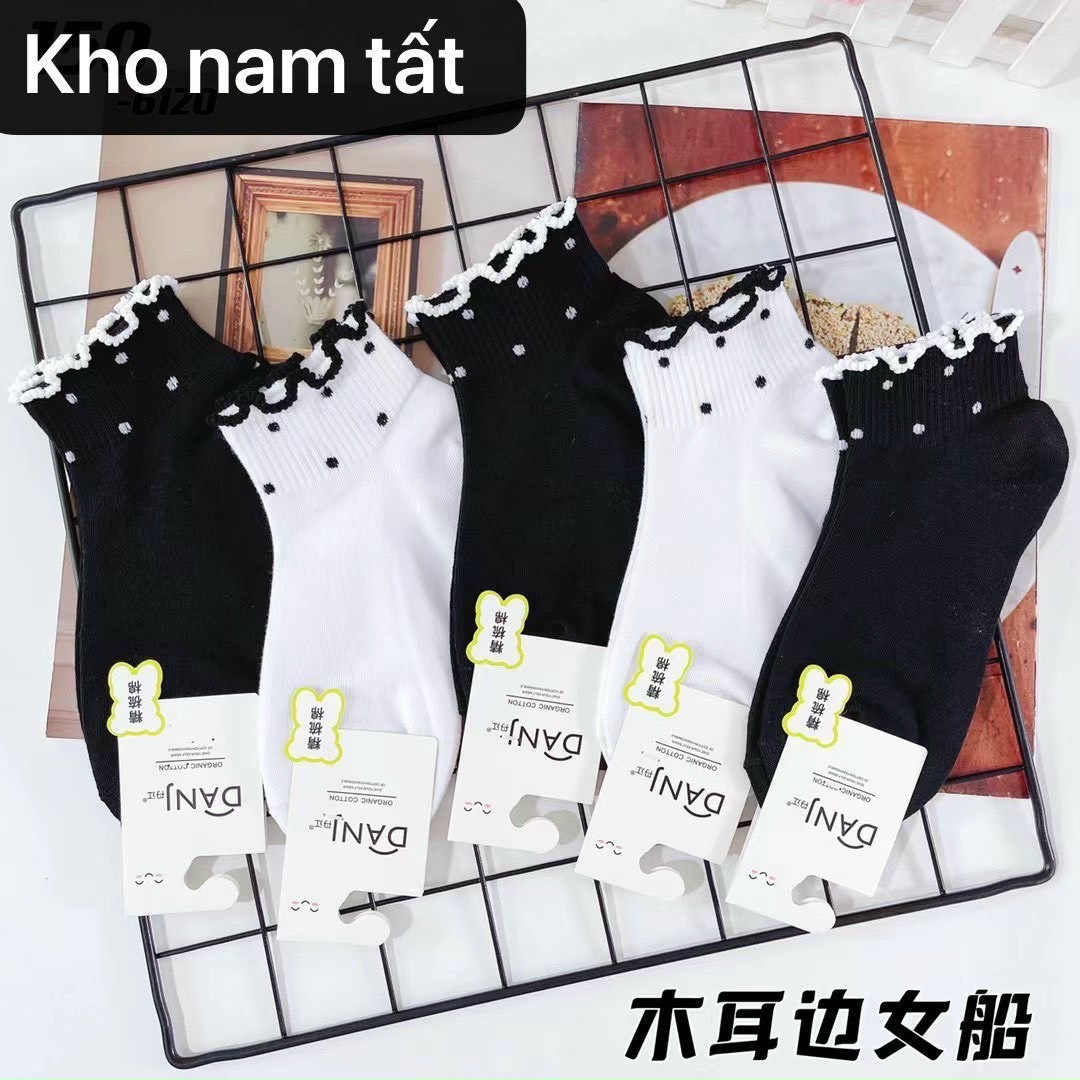 Set 10 đôi tất chấm bi viền bèo