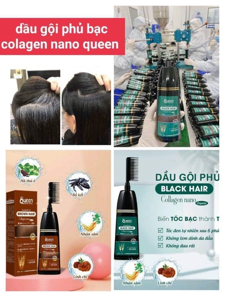 Dầu Gội QUEEN Phủ Bạc Collagen Nano