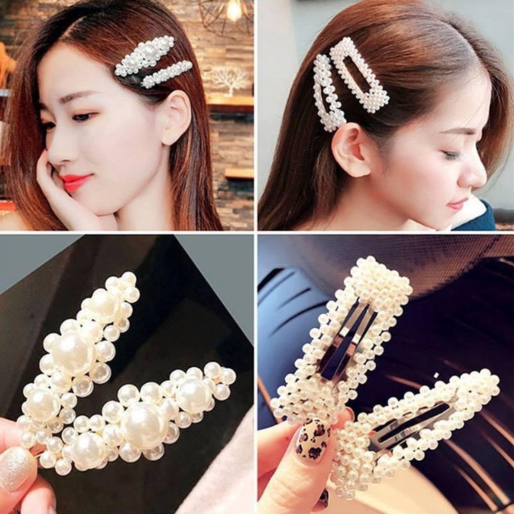 Set 4 kẹp tóc ngọc trai Hàn Quốc