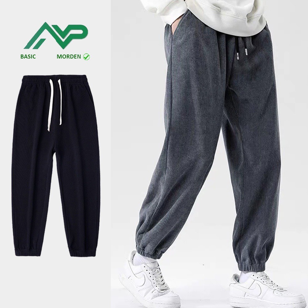 Quần tăm Jogger Nam ống bom ( chất len tăm chun co giãn )