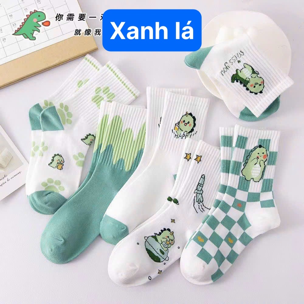 set 10 đôi Tất nữ cổ cao phong cách HQ ( 3 màu họa tiết )