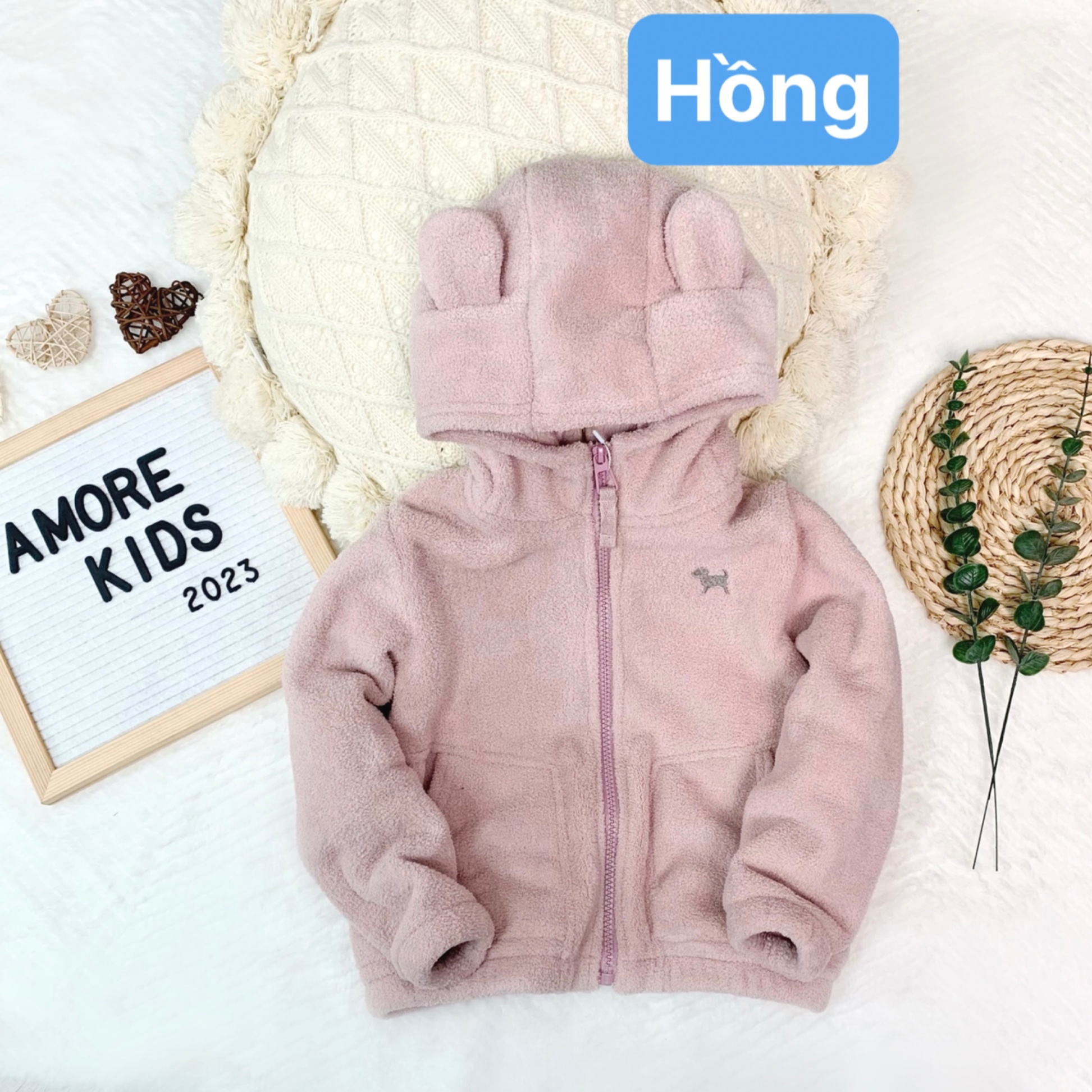 Áo lông cừu có mũ Amor cho bé ( size Nhí 1-5 )