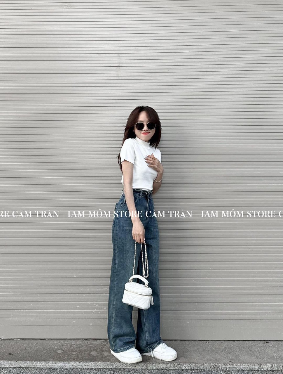 Quần Jeans suông màu xanh Mã 3013