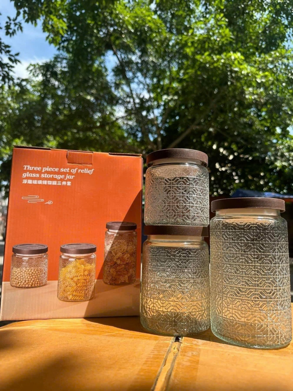 Set 3 Lọ thủy tinh nắp gỗ