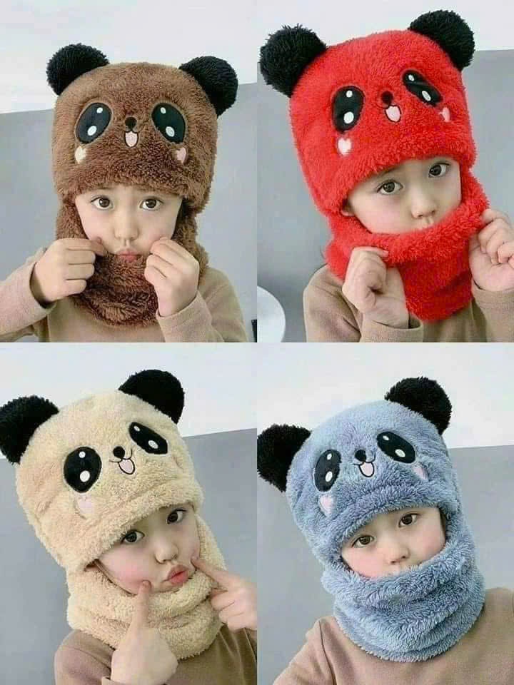 MŨ GẤU PANDA KÈM KHĂN 2in1