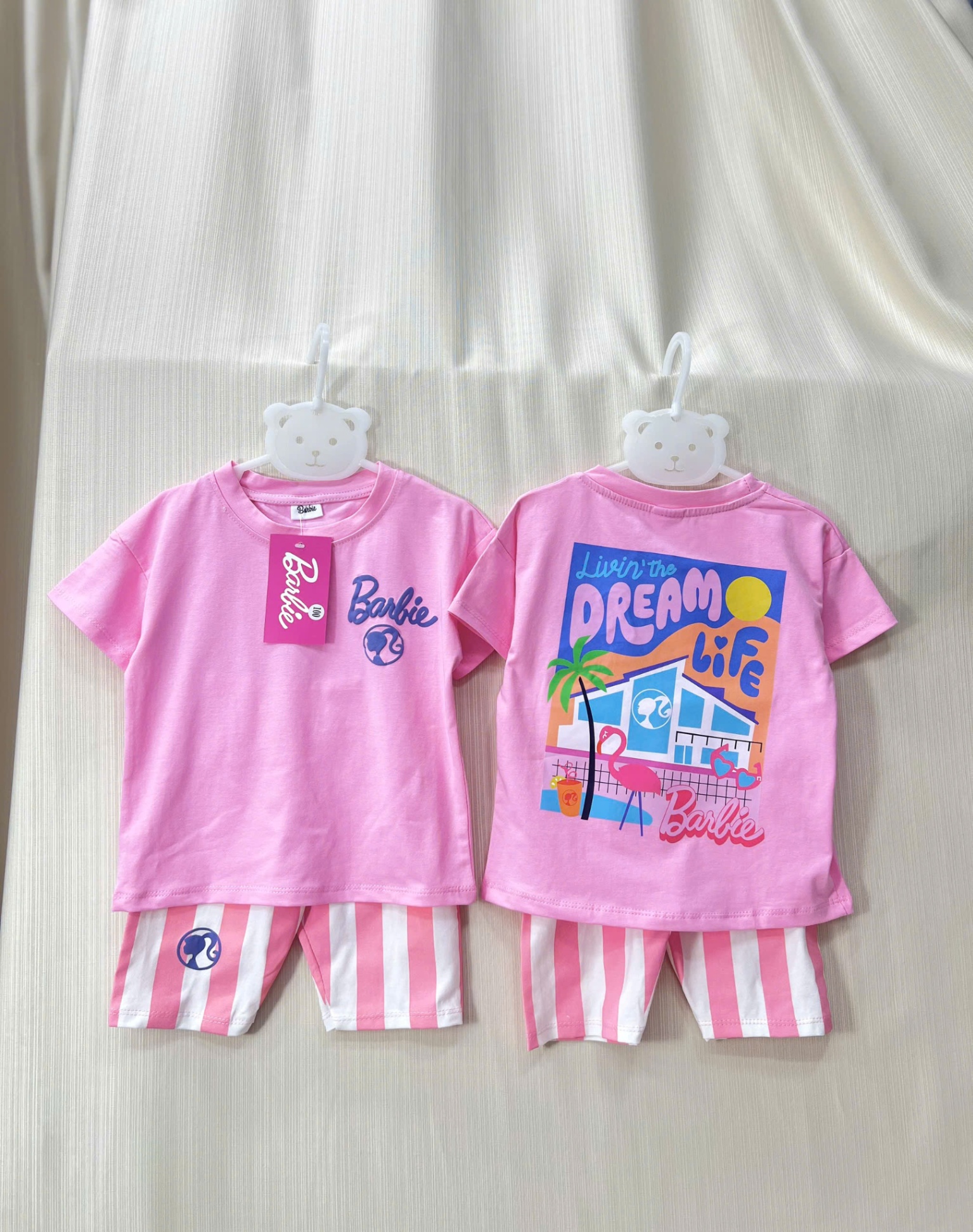 SÉT BỘ PHÔNG BARBIE DRREAM QUẦN KẺ SỌC HỒNG