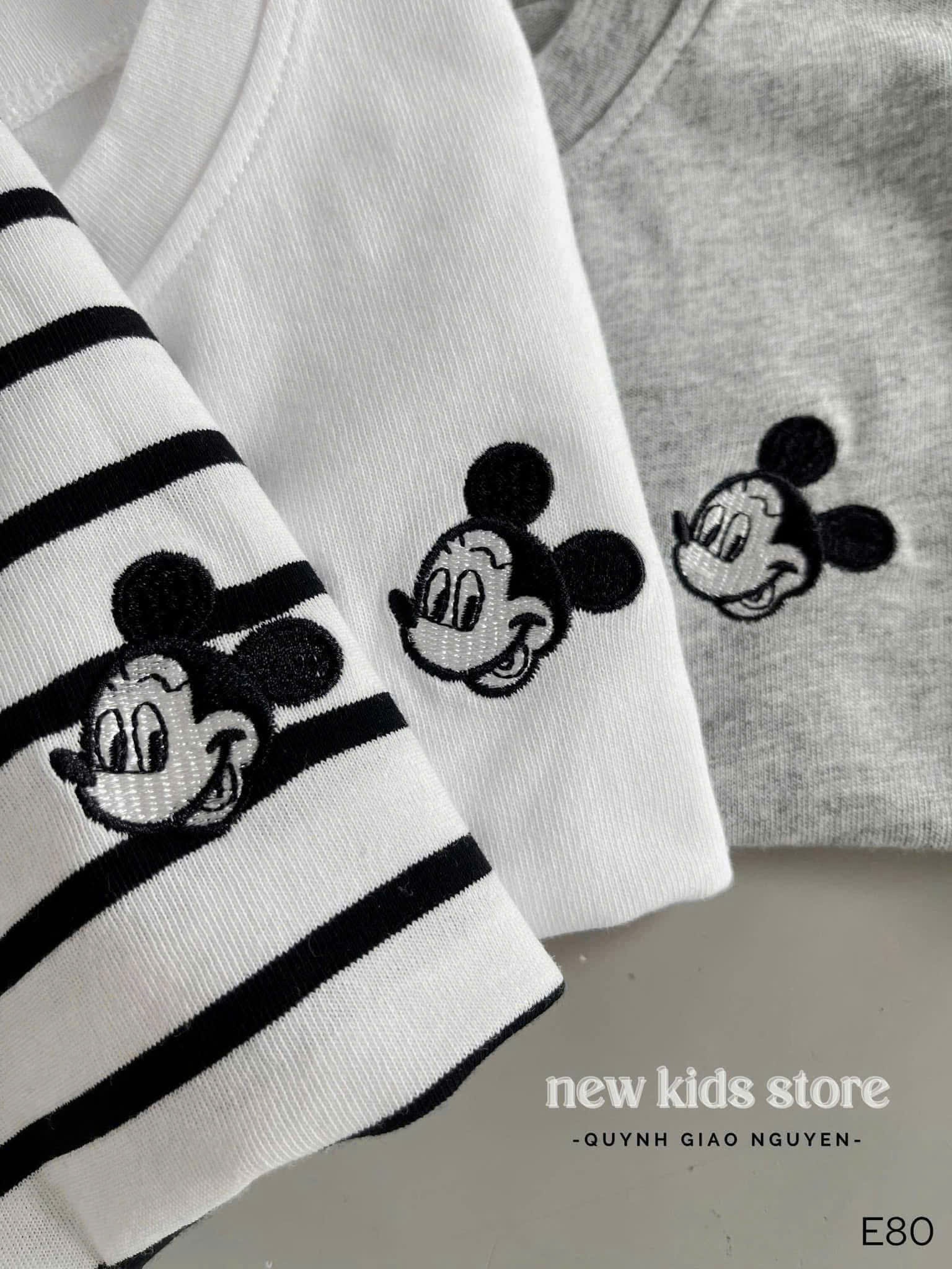 SÉT 3 ÁO CỘC TAY THÊU MICKEY CHO BÉ XUẤT XỊN