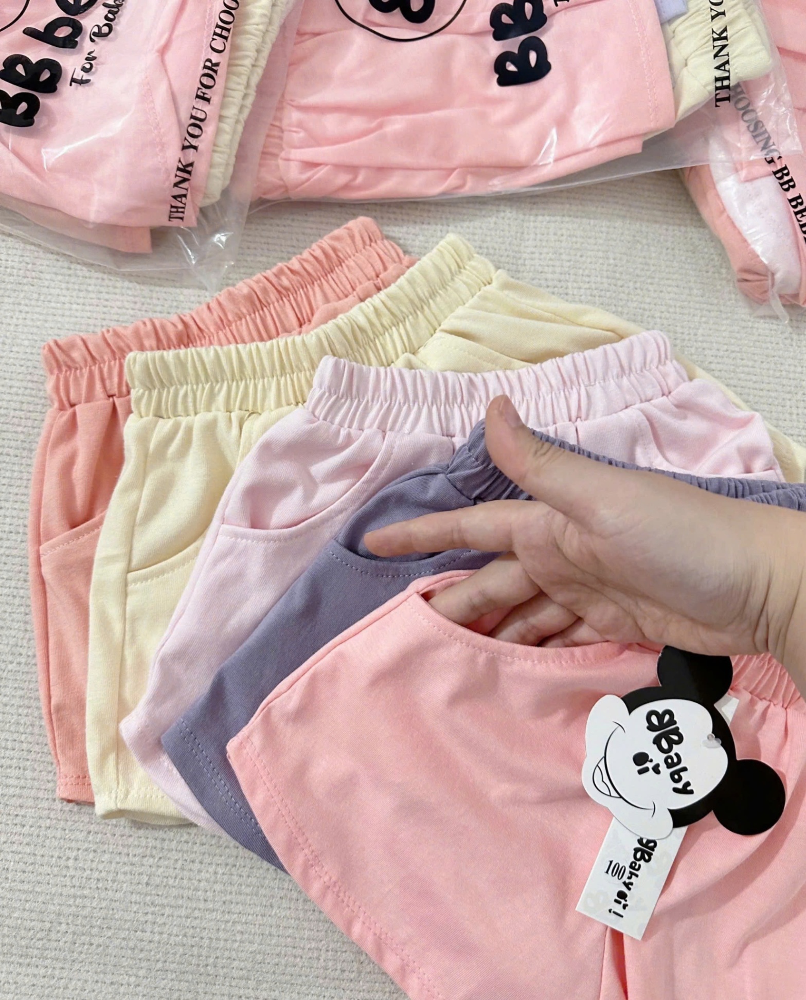 SÉT 5 QUẦN SHORT MÀU PASTEL CHO BÉ GÁI