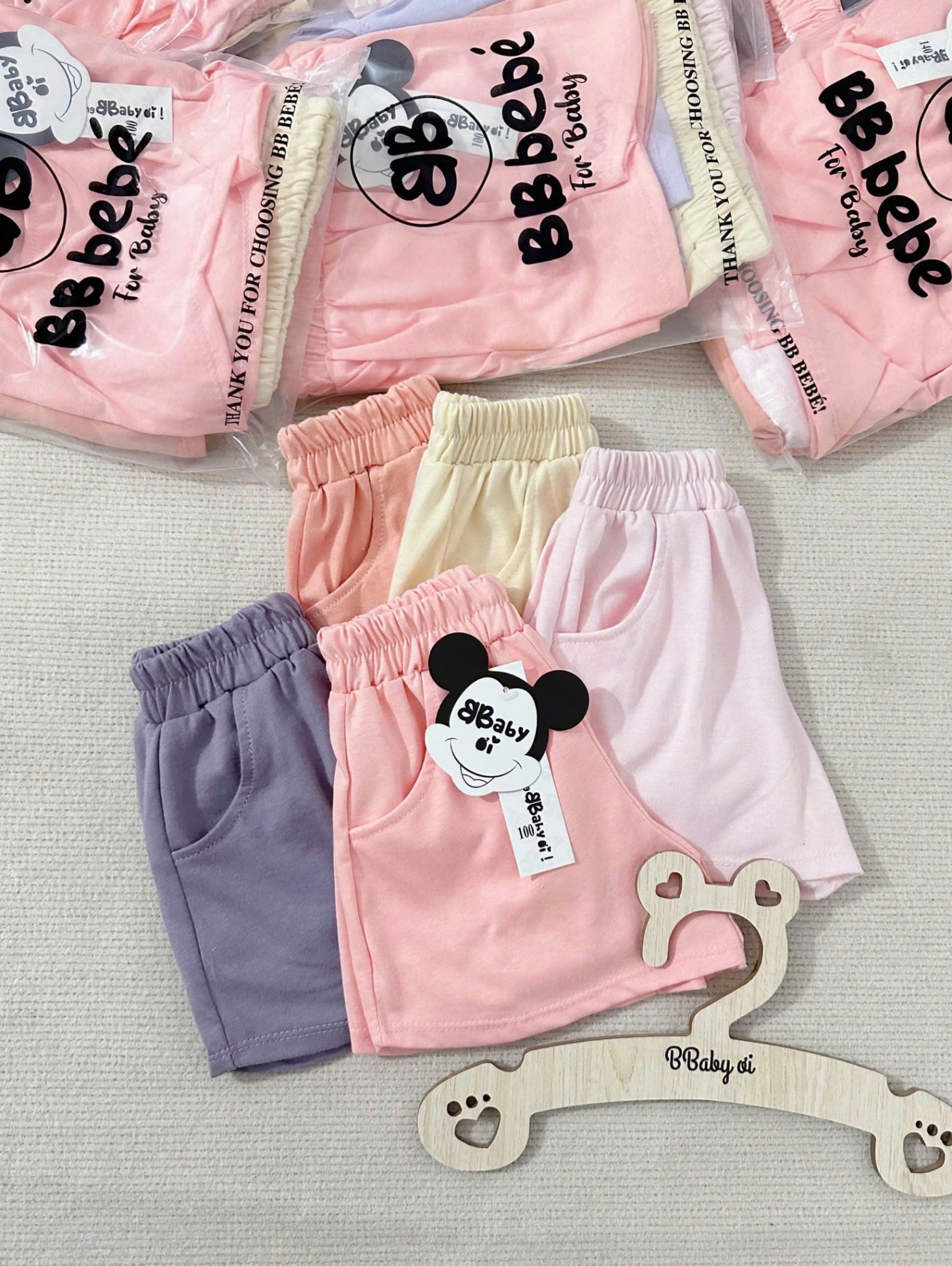 SÉT 5 QUẦN SHORT MÀU PASTEL CHO BÉ GÁI