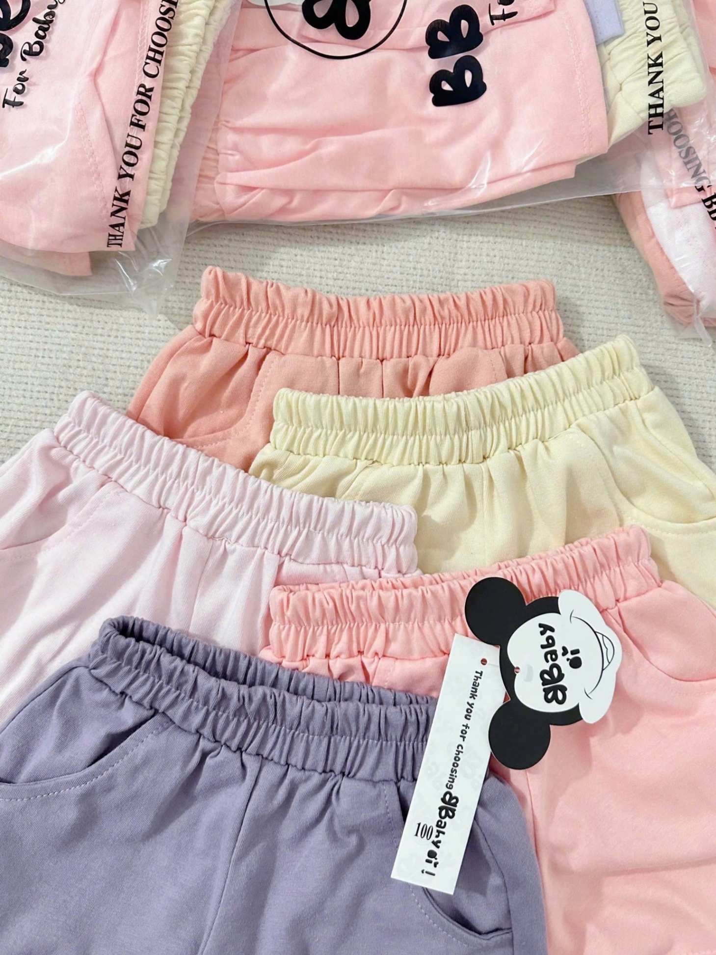 SÉT 5 QUẦN SHORT MÀU PASTEL CHO BÉ GÁI