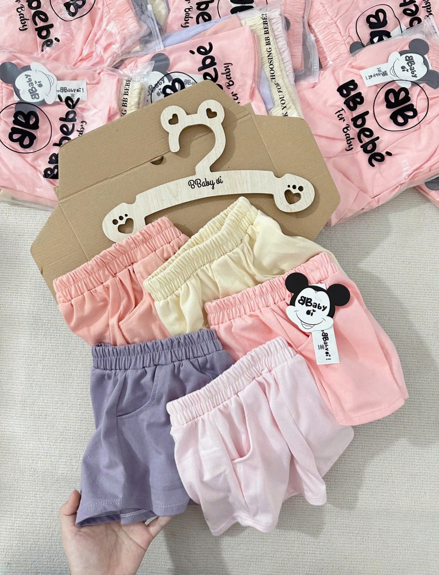 SÉT 5 QUẦN SHORT MÀU PASTEL CHO BÉ GÁI