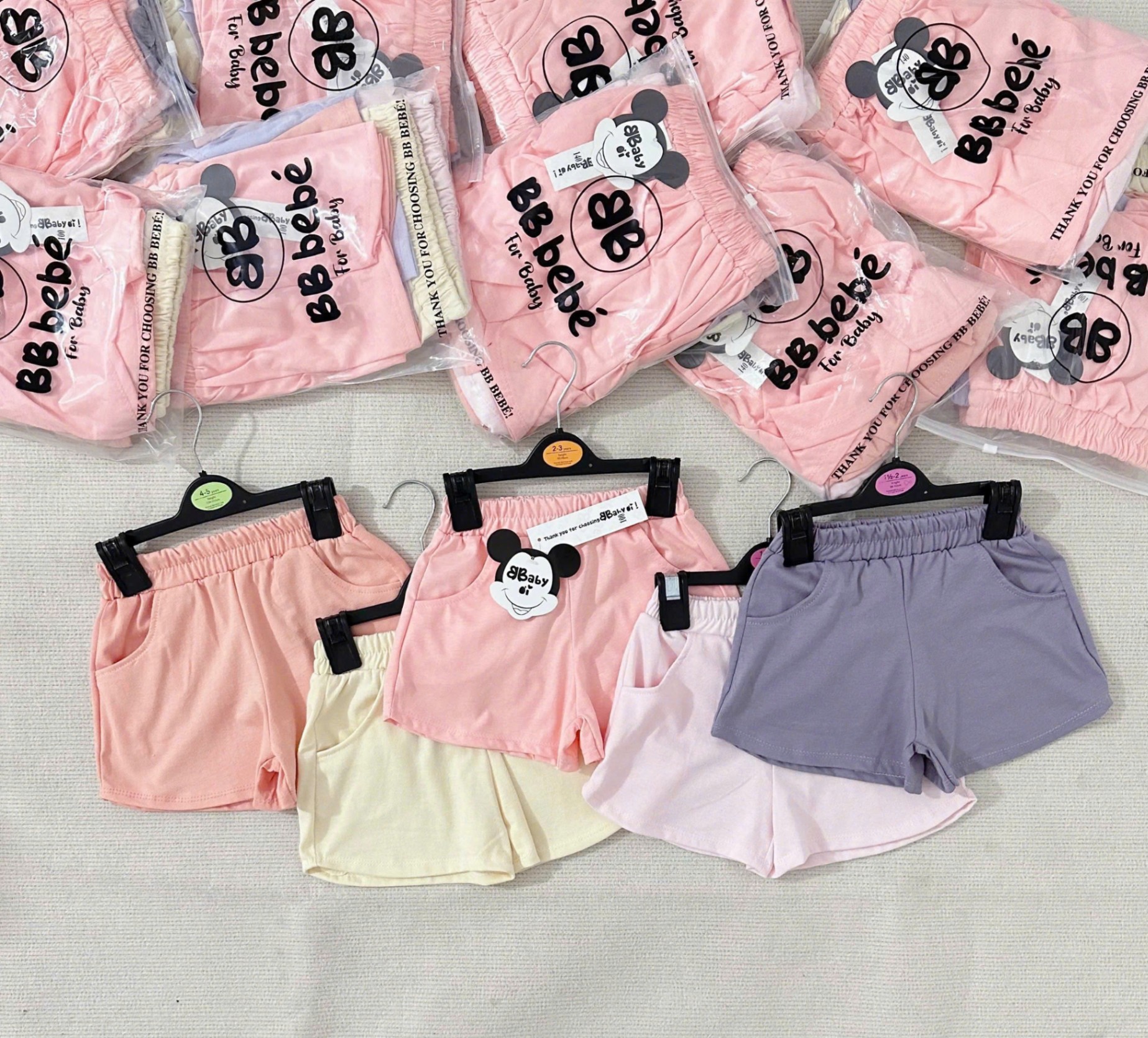 SÉT 5 QUẦN SHORT MÀU PASTEL CHO BÉ GÁI