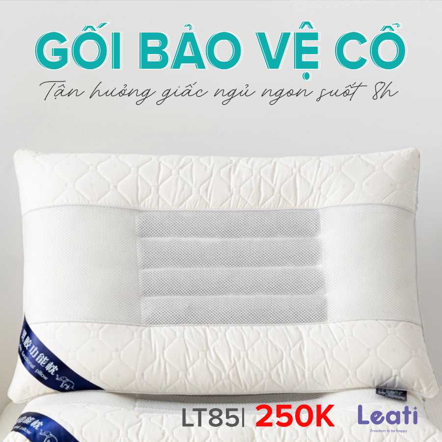 Gối cao su non & bông tự nhiên bảo vệ cổ 48x74cm ngủ ngon suốt 8h LT85