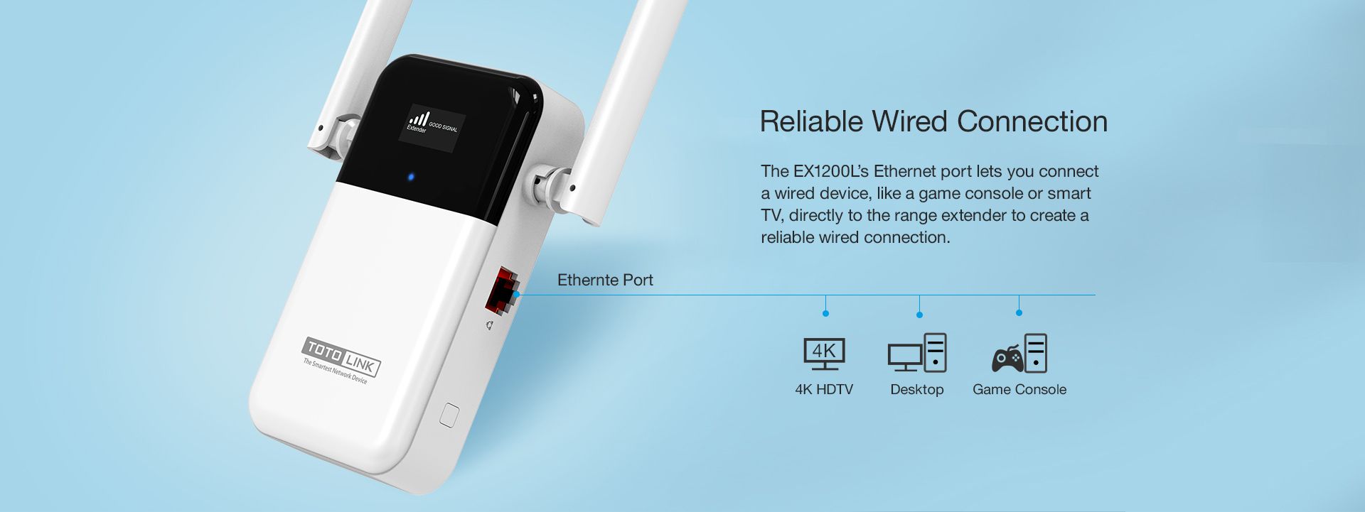 Bộ mở rộng sóng Wi-Fi băng tần kép AC1200 TOTOLINK EX1200L Trắng