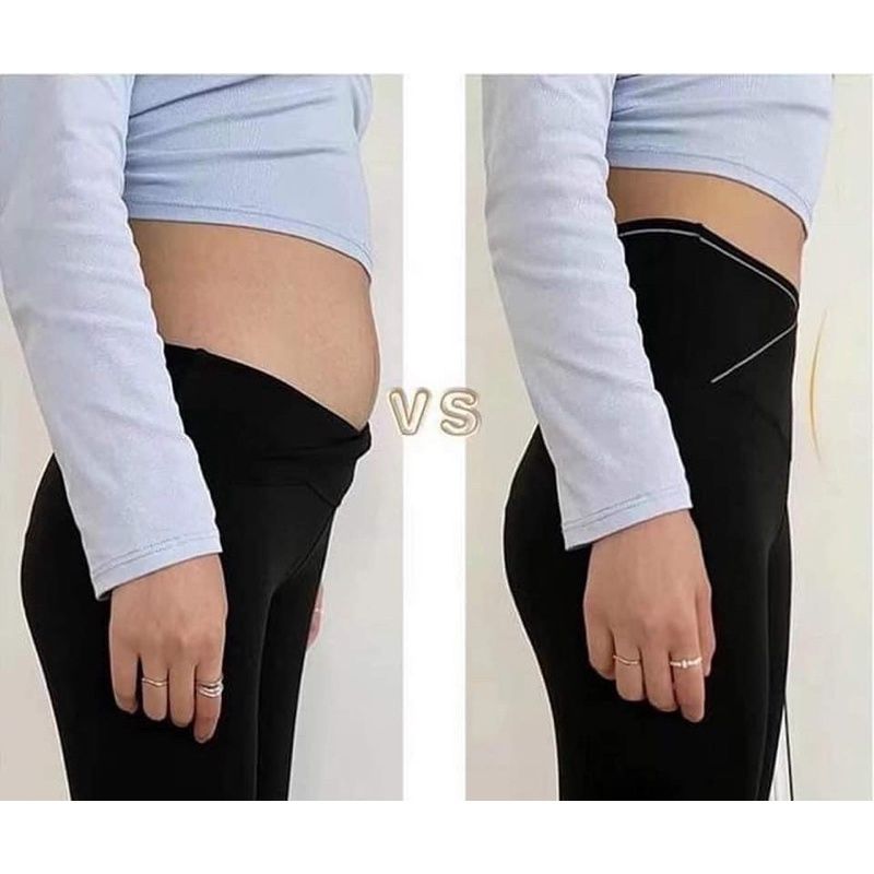 Quần Legging nữ Gen bụng viền cạp chéo thể thao - Viền sọc chữ