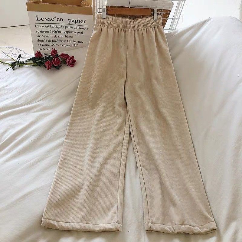 Quần Nhung Ống Rộng Culottes Ulzzang Cạp chun nữ